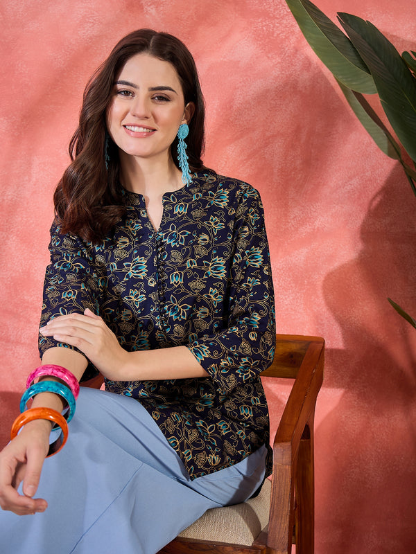 Floral Printed Straight Short Kurtis