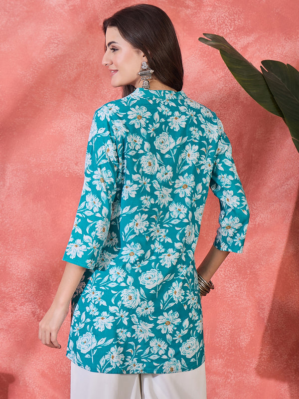 Floral Printed Straight Short Kurtis