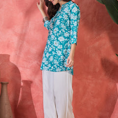 Floral Printed Straight Short Kurtis