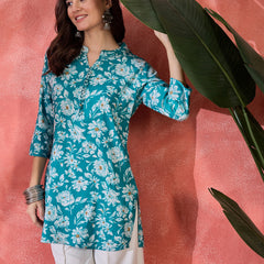 Floral Printed Straight Short Kurtis