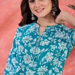 Floral Printed Straight Short Kurtis