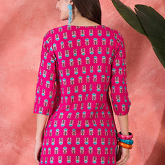Floral Printed Straight Short Kurtis