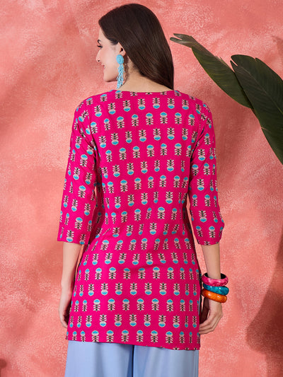 Floral Printed Straight Short Kurtis