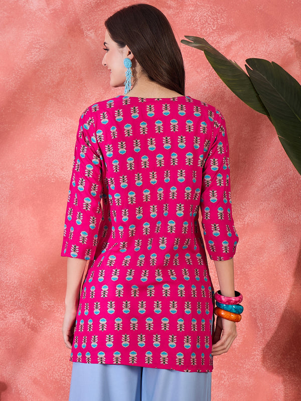 Floral Printed Straight Short Kurtis