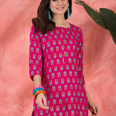 Floral Printed Straight Short Kurtis