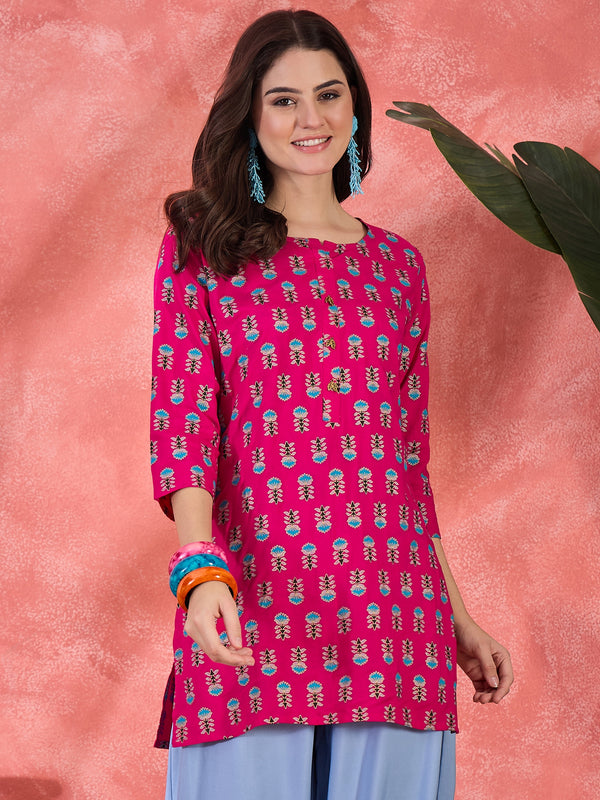 Floral Printed Straight Short Kurtis