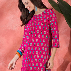 Floral Printed Straight Short Kurtis
