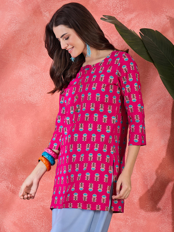 Floral Printed Straight Short Kurtis