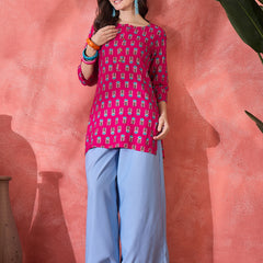 Floral Printed Straight Short Kurtis