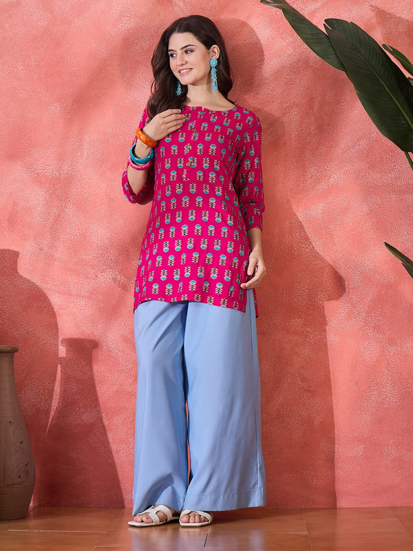 Floral Printed Straight Short Kurtis