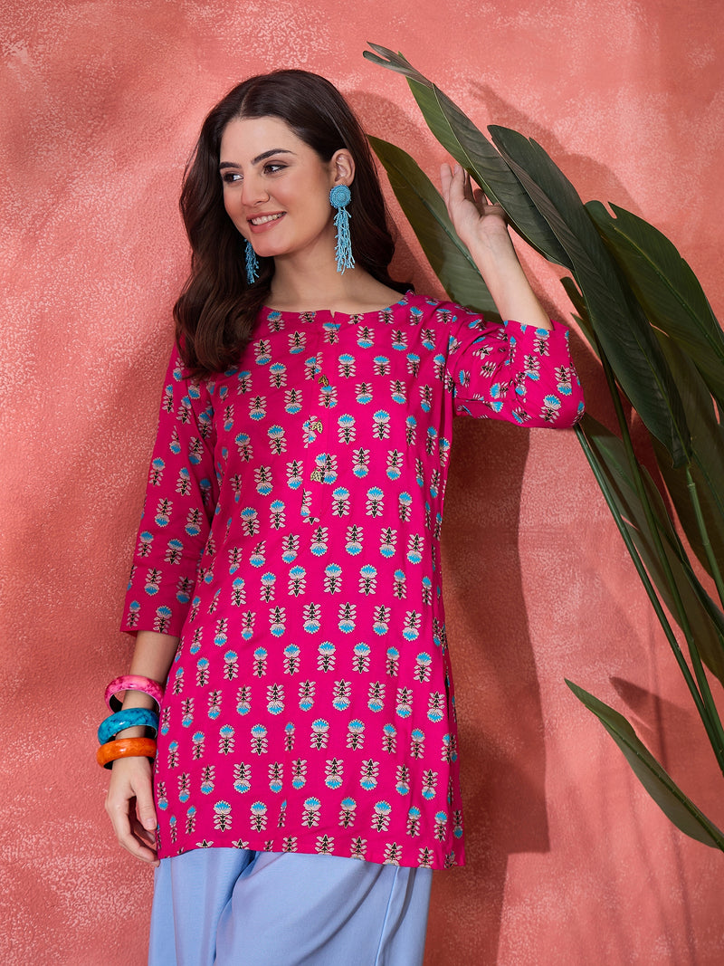 Floral Printed Straight Short Kurtis