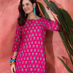 Floral Printed Straight Short Kurtis