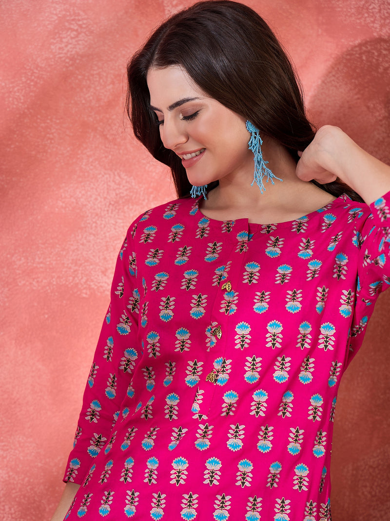 Floral Printed Straight Short Kurtis