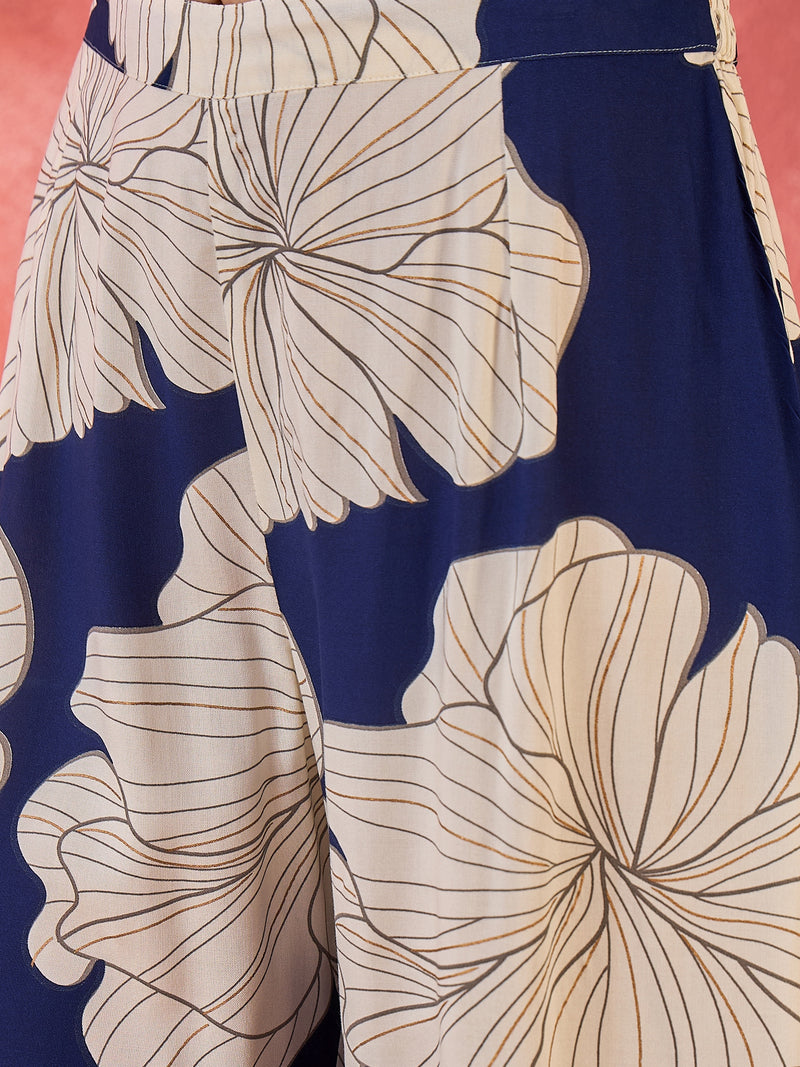 Floral Printed Straight Kurta With Trousers