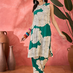 Floral Printed Straight Kurta With Trousers
