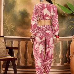 Floral Printed Top With Trouser Co-Ords Set