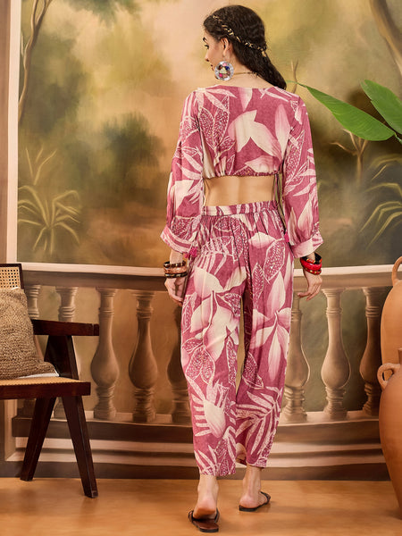 Floral Printed Top With Trouser Co-Ords Set