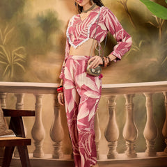 Floral Printed Top With Trouser Co-Ords Set