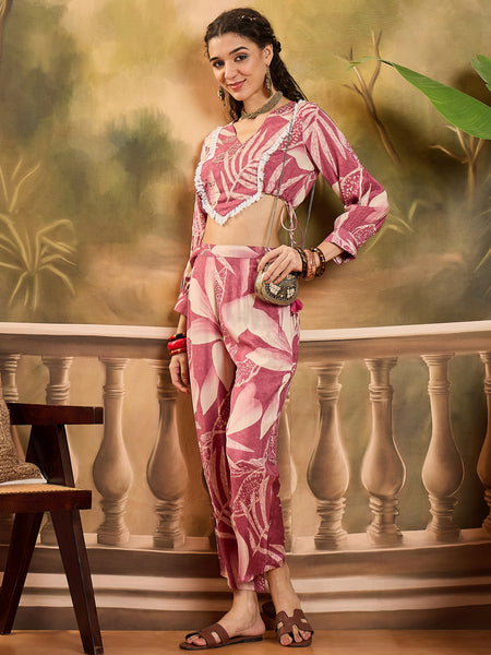 Floral Printed Top With Trouser Co-Ords Set