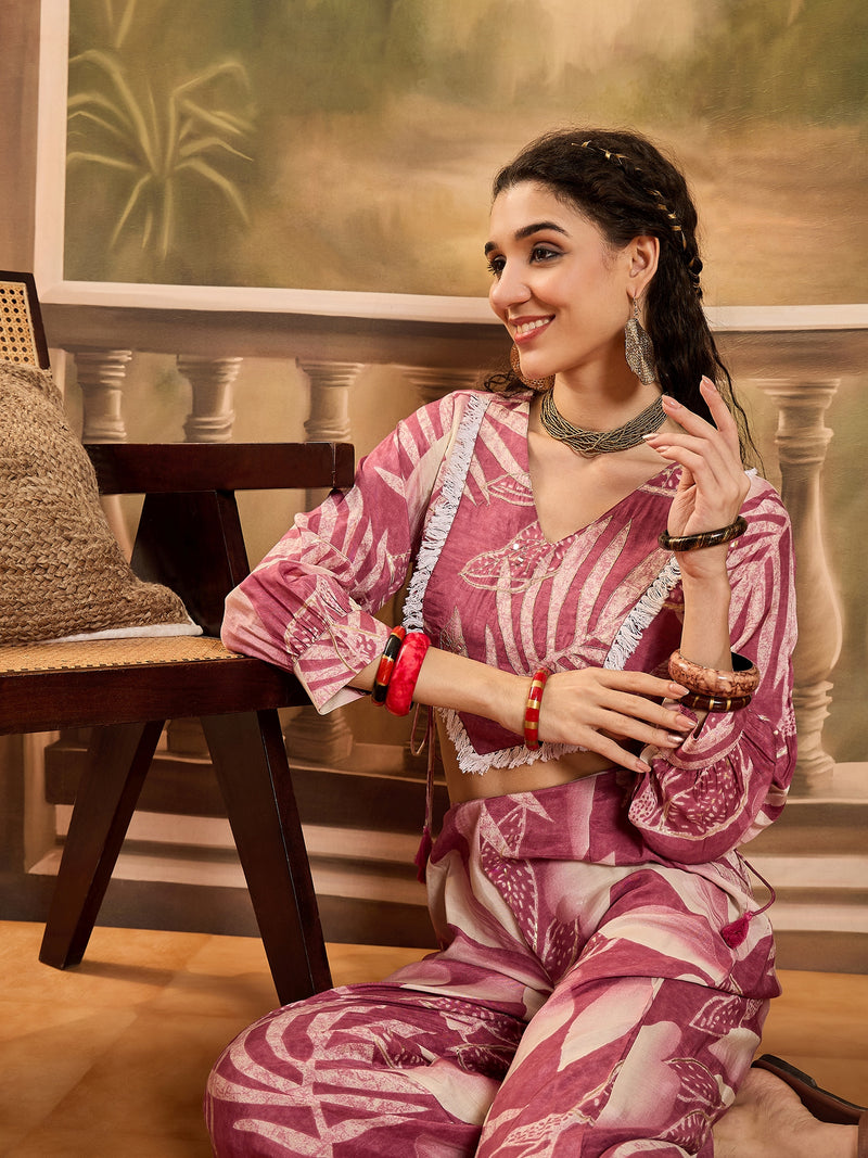 Floral Printed Top With Trouser Co-Ords Set