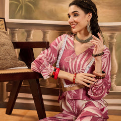 Floral Printed Top With Trouser Co-Ords Set