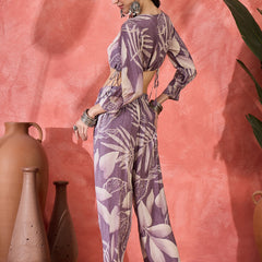 Floral Printed Top With Trouser Co-Ords Set