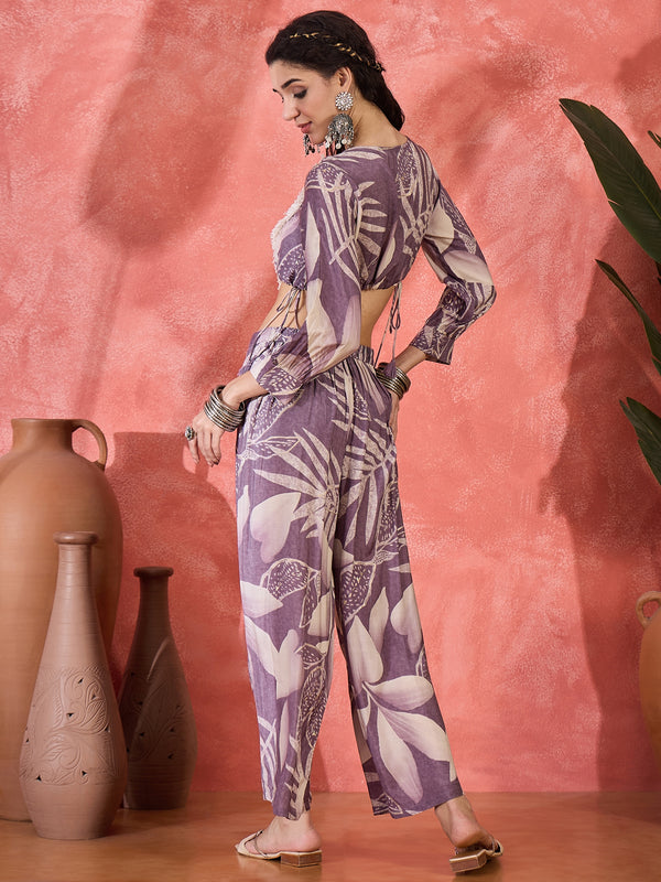 Floral Printed Top With Trouser Co-Ords Set