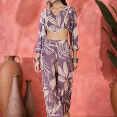 Floral Printed Top With Trouser Co-Ords Set