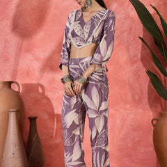 Floral Printed Top With Trouser Co-Ords Set