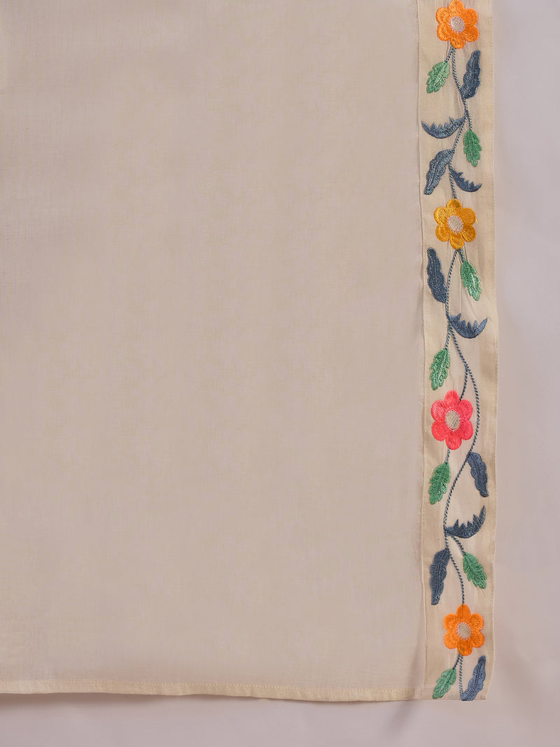 Pure Cotton Shoulder Straps Straight Kurta With Trousers & Dupatta