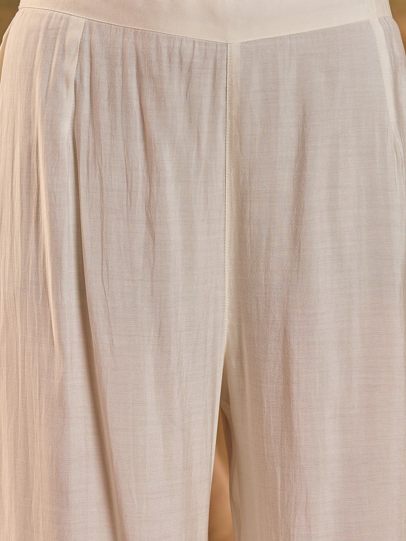 White Embroidered  Kaftan With Pant Kurta Set