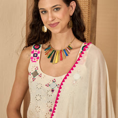 Pure Cotton Sholder Strap Straight Kurta With Pant & Dupatta Kurta Set