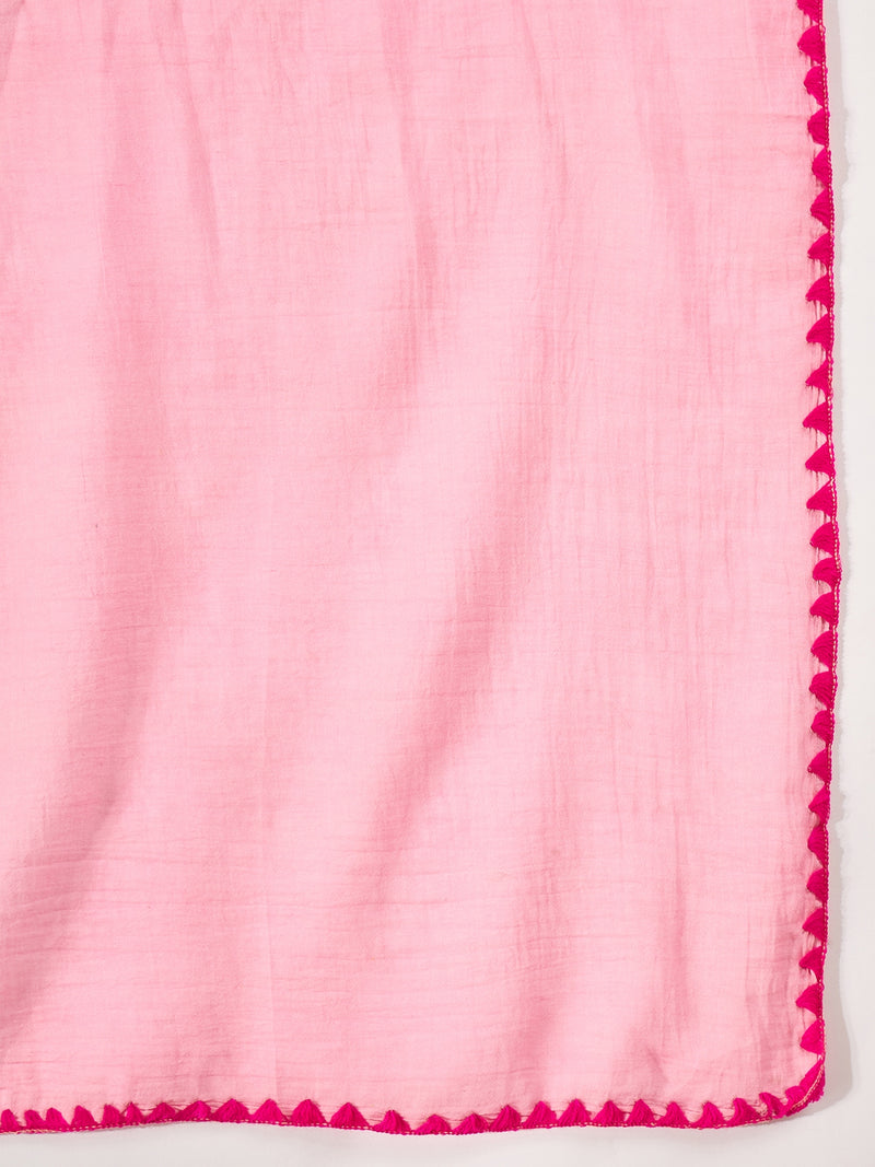 Pure Cotton Sholder Strap Straight Kurta With Pant & Dupatta Kurta Set