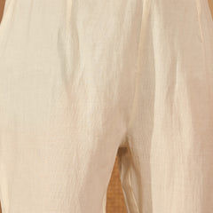 Off White Pure Cotton Embroidered Kurta with Trouser & Dupatta Kurta Set