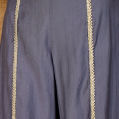 Embroidered & Sequinned A-Line Kurta With Palazzos & Bag (Kurta Set)