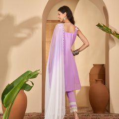 Pure Cotton Sholder Strap Straight Kurta With Pant & Dupatta Kurta Set