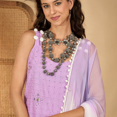 Pure Cotton Sholder Strap Straight Kurta With Pant & Dupatta Kurta Set