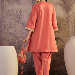 Mirror Work A-Line Kurta with Dhoti Pant & Bags Kurta Set