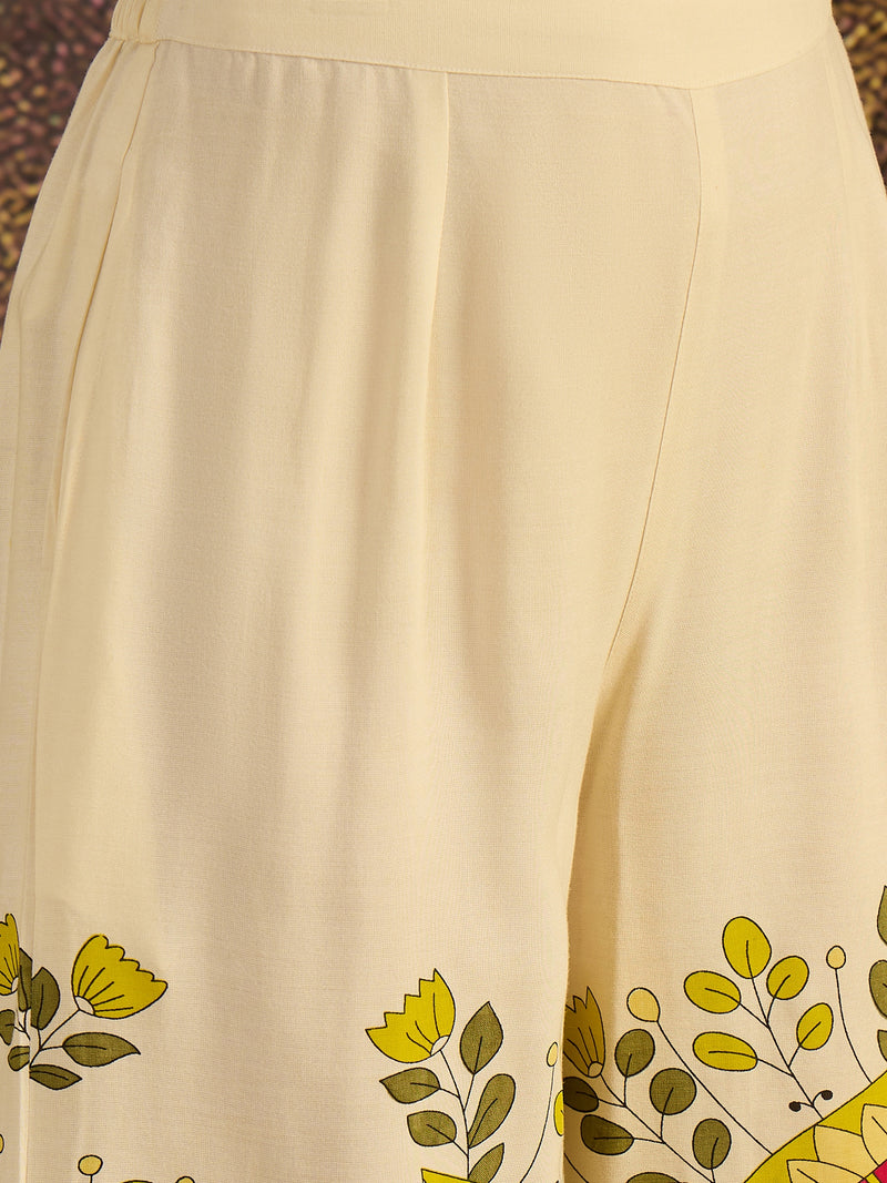 Lace Work Tunic With Printed Palazzo Co-Ords Set