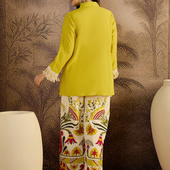 Lace Work Tunic With Printed Palazzo Co-Ords Set