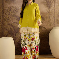 Lace Work Tunic With Printed Palazzo Co-Ords Set