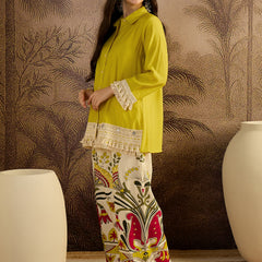Lace Work Tunic With Printed Palazzo Co-Ords Set