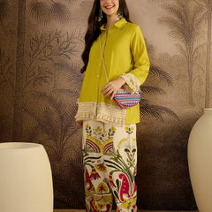 Lace Work Tunic With Printed Palazzo Co-Ords Set