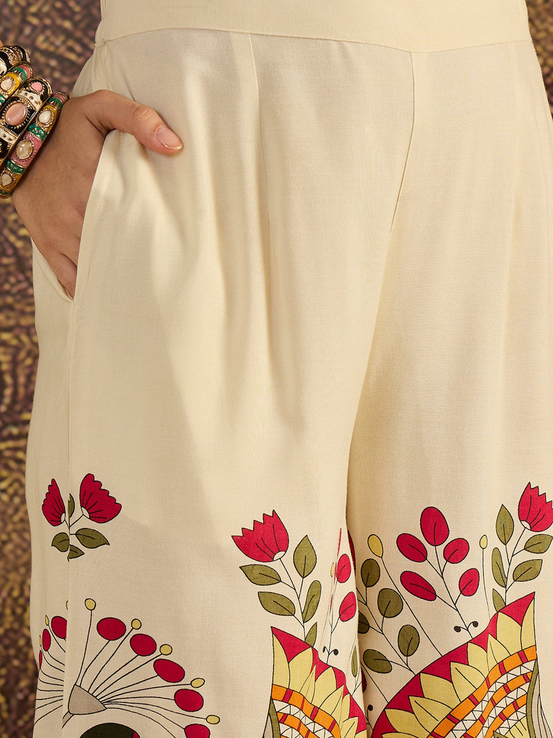 Lace Work Tunic With Printed Palazzo Co-Ords Set