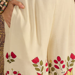 Lace Work Tunic With Printed Palazzo Co-Ords Set