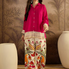 Lace Work Tunic With Printed Palazzo Co-Ords Set