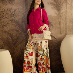 Lace Work Tunic With Printed Palazzo Co-Ords Set