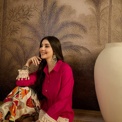 Lace Work Tunic With Printed Palazzo Co-Ords Set