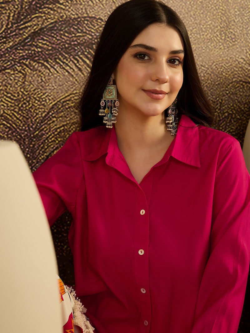 Lace Work Tunic With Printed Palazzo Co-Ords Set