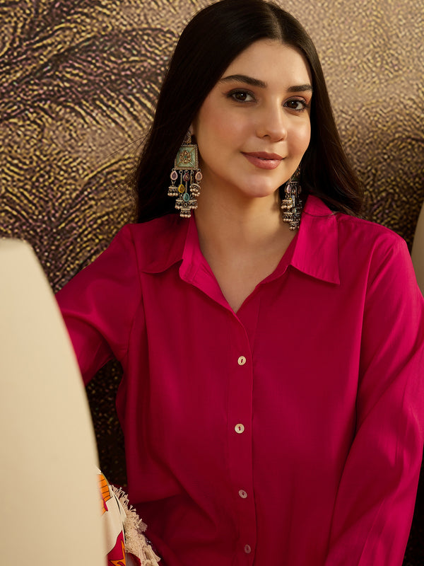 Lace Work Tunic With Printed Palazzo Co-Ords Set